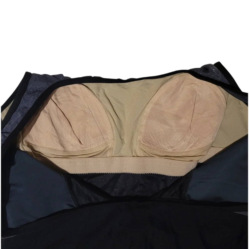 Beach Cabana One Piece Swimsuit Black & Silver Womens 3X - Picture 3 of 5